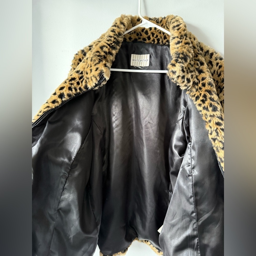 VTG White Stag Leopard Print Faux Fur Coat Jacket Zip Up Jacket Hippie Size M L - Picture 11 of 13